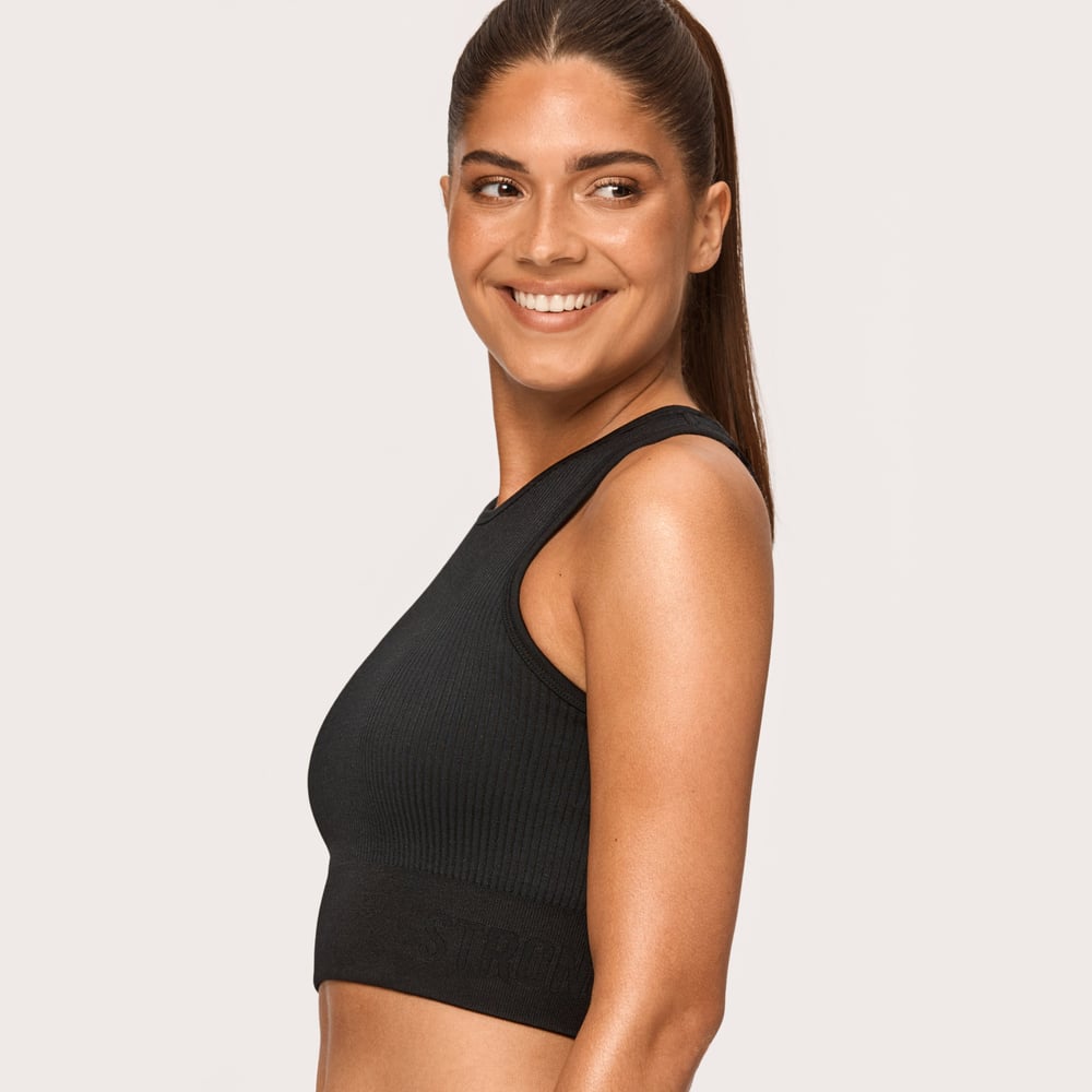 Rib Seamless Crop Top Black