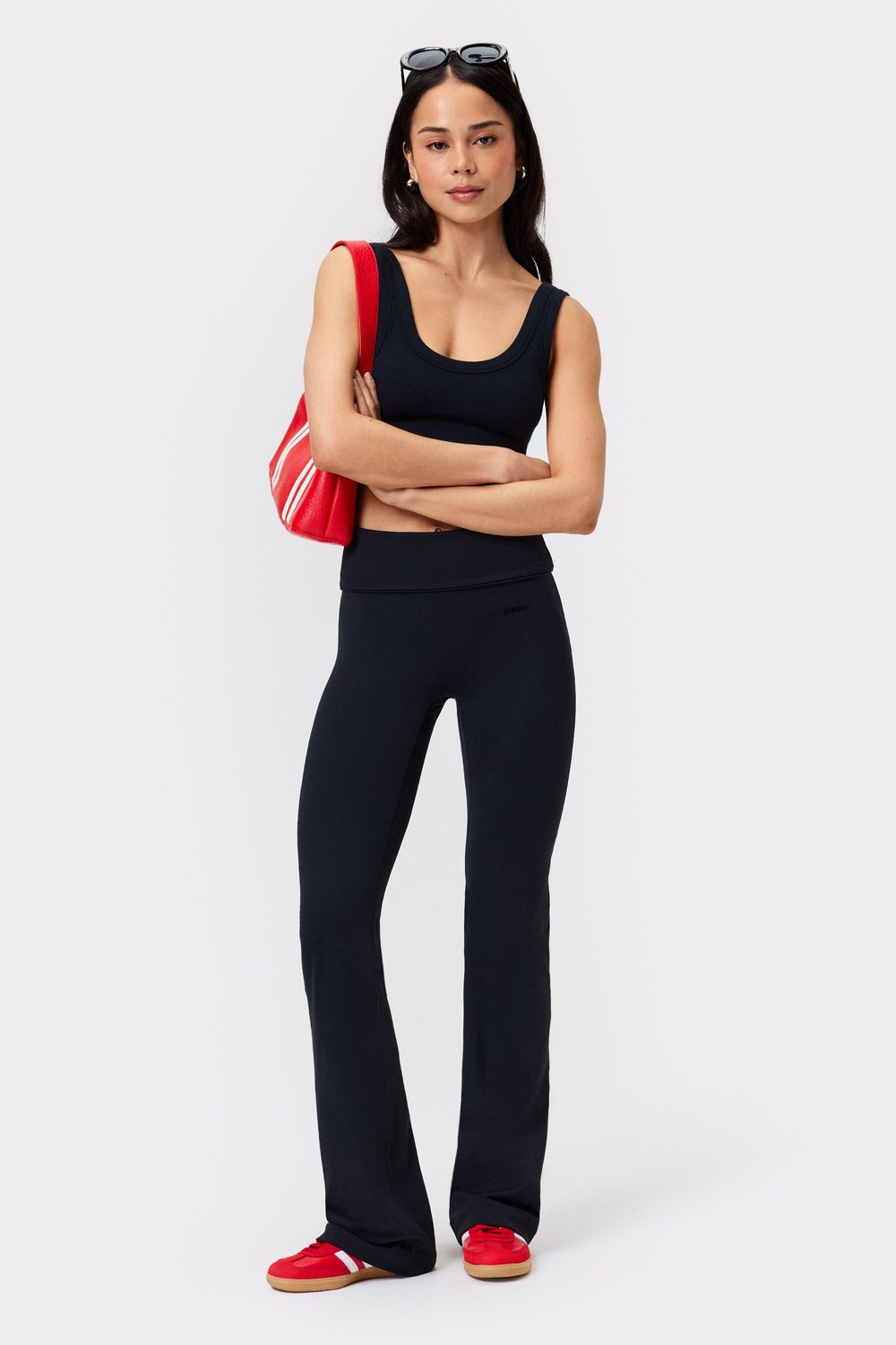 Soft Fold Over Flared Leggings