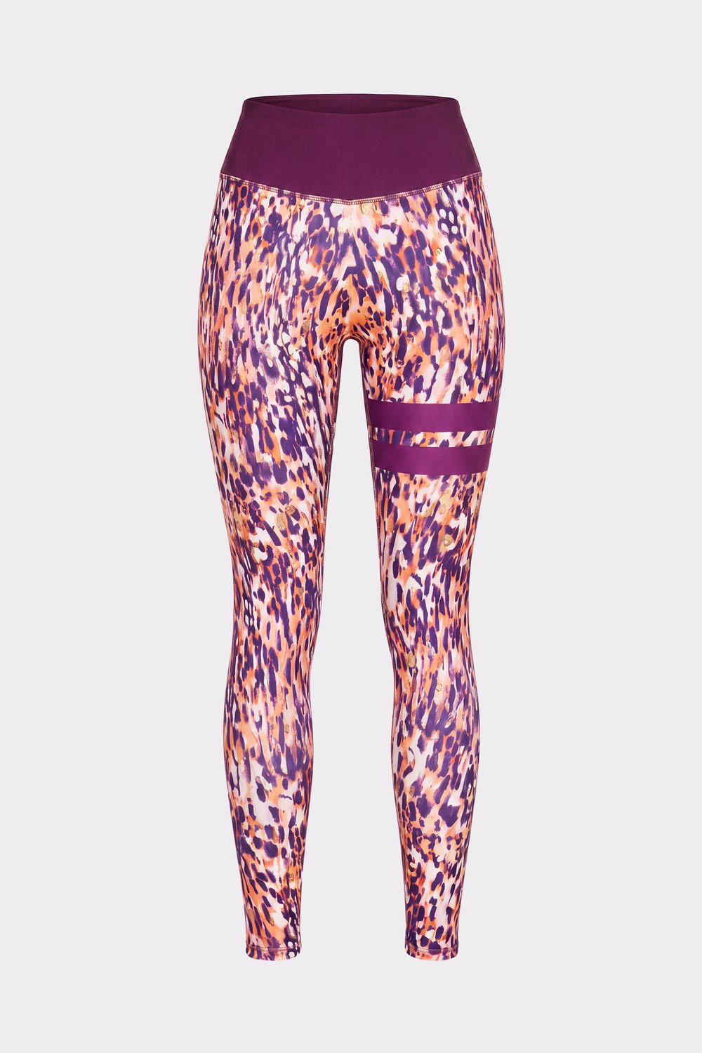 Front view of The Signature One Leggings in Malibu Milk Print from Stronger, highlighting the high waist.