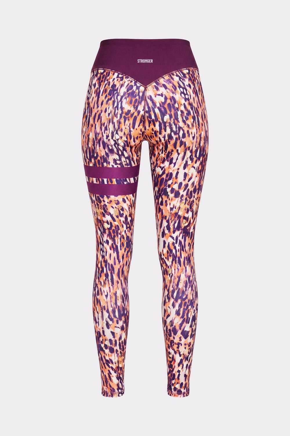 Back of the Stronger The Signature One Leggings in Malibu Milk Print showing the signature stripes on the leg.