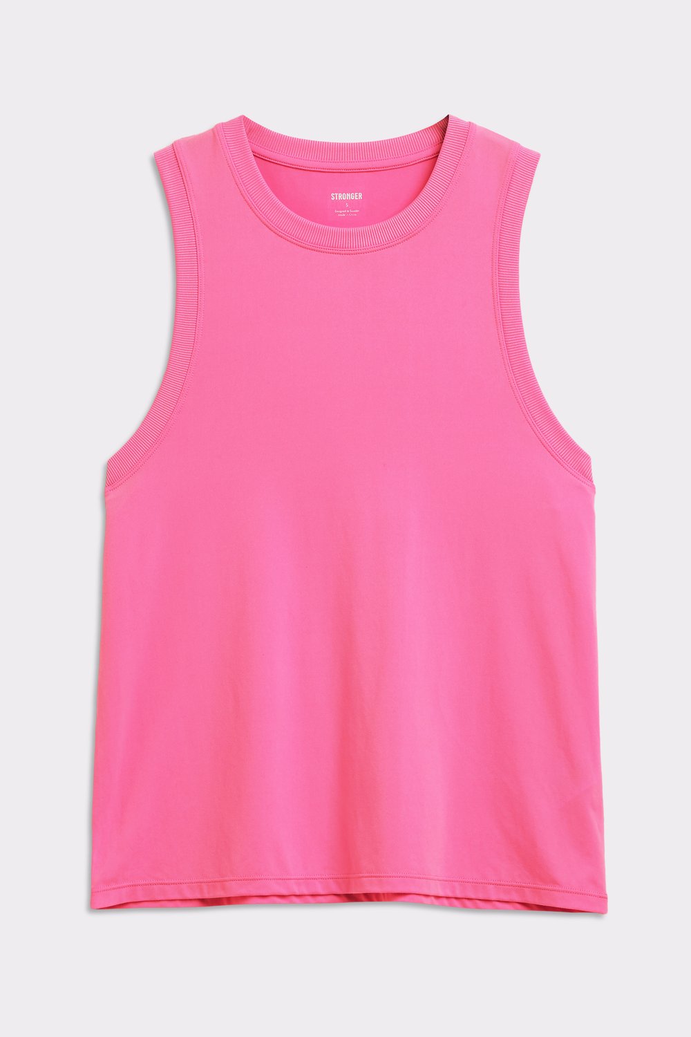 Dark pink Stronger Relaxed Tank featuring a ribbed neckline and armholes in a loose and breathable fit.