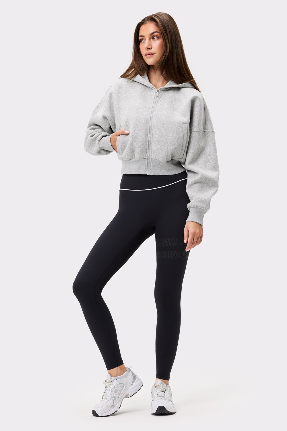 Relaxed Cropped Full Zip  Hoodie