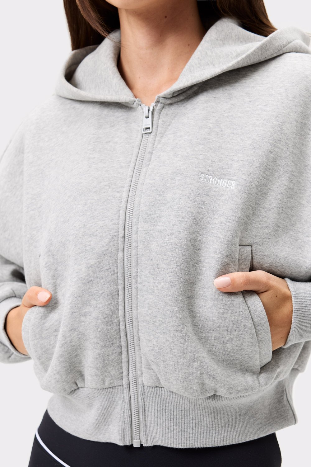 Relaxed Cropped Full Zip  Hoodie