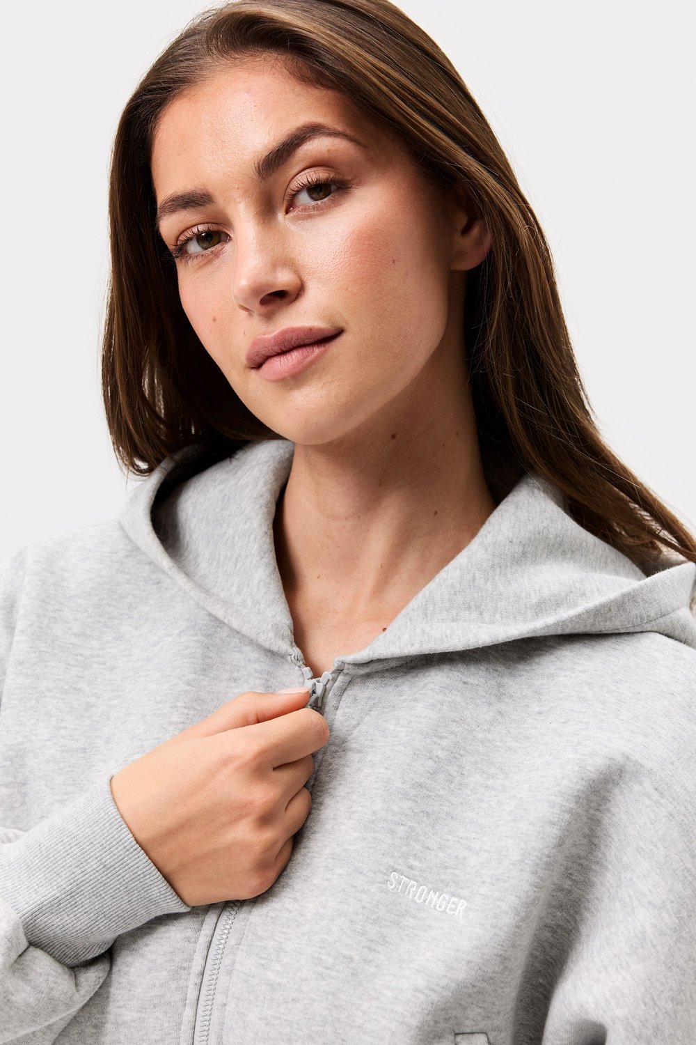 Relaxed Cropped Full Zip  Hoodie