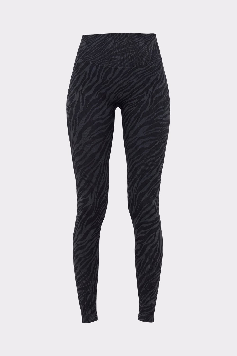 Stronger Seamless Contour Jacquard Leggings in Schwarz mit Zebradruck und hoher Taille für einen nahtlosen Sitz.