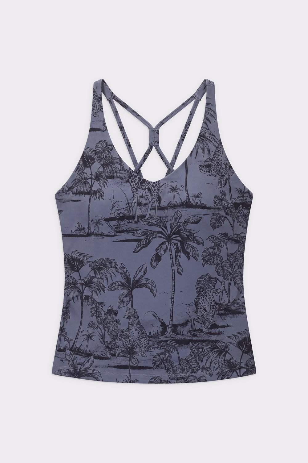 Stronger Signature Strappy Tank in Dunkelgrau mit schmalem, verkürztem Schnitt und filigranem Riemchendesign am Rücken.