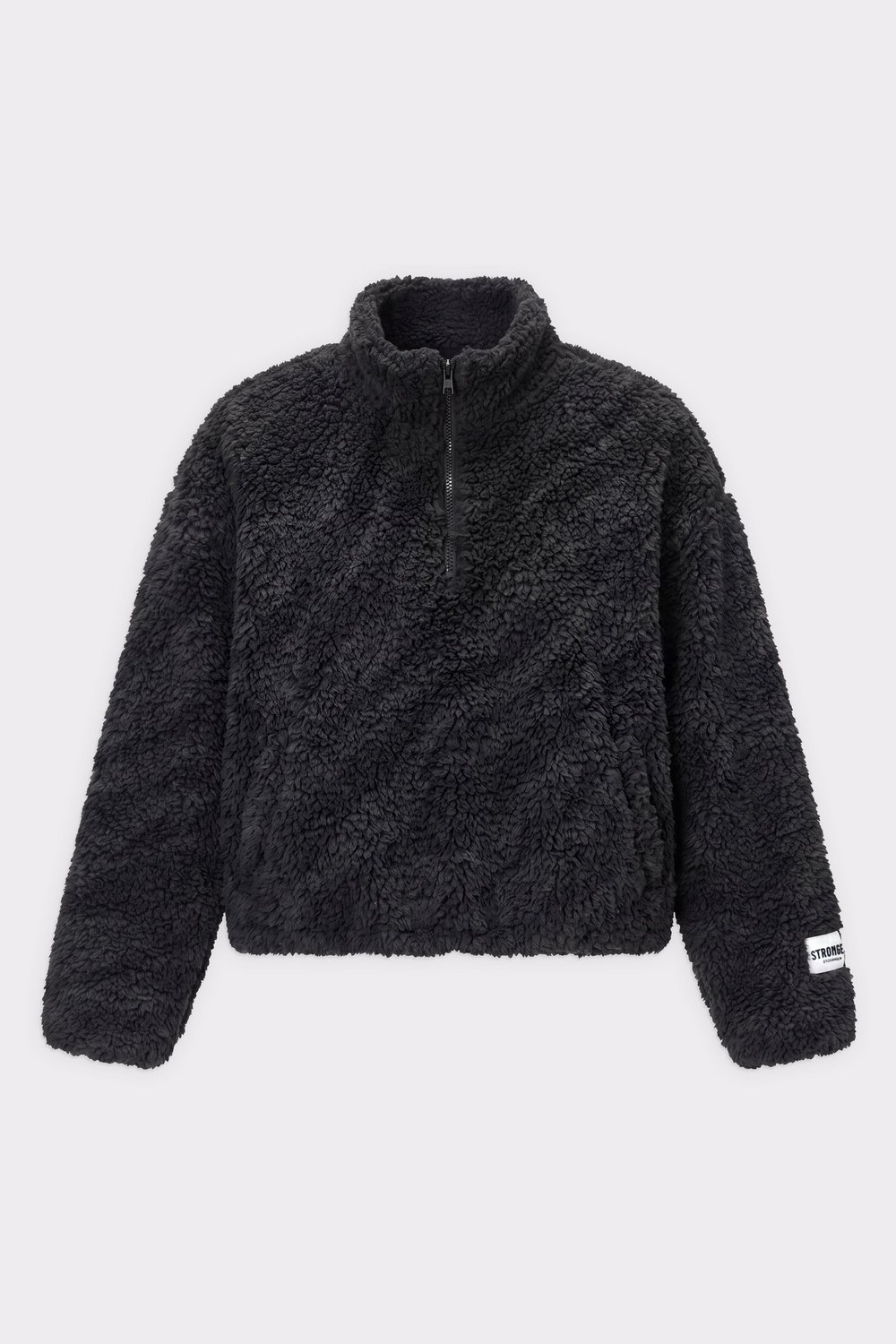 Stronger Pile Half Zip Jacket im Zebra-Print aus kuscheligem Fleece mit hohem Kragen und Frontreißverschluss.