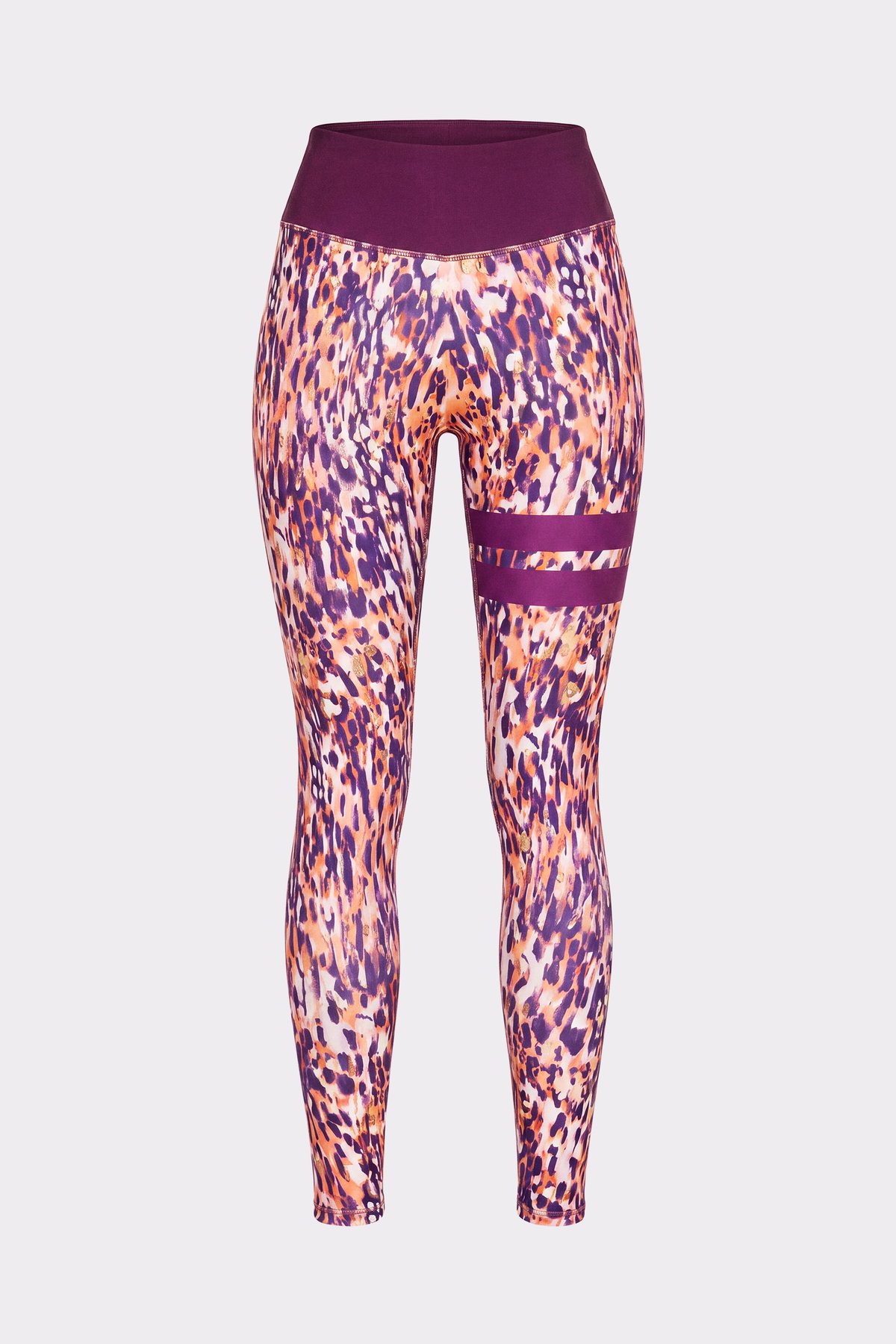 Front view of The Signature One Leggings in Malibu Milk Print from Stronger, highlighting the high waist.