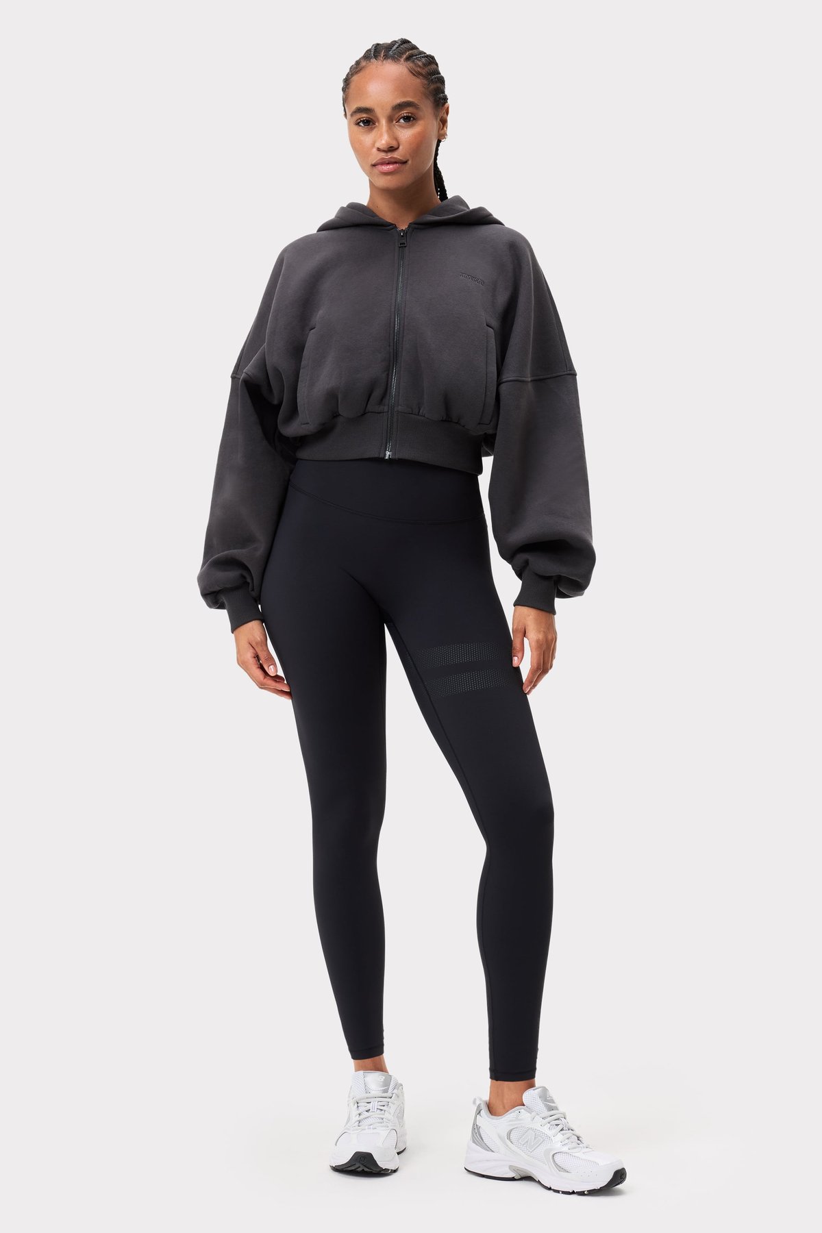 Relaxed Cropped Full Zip  Hoodie