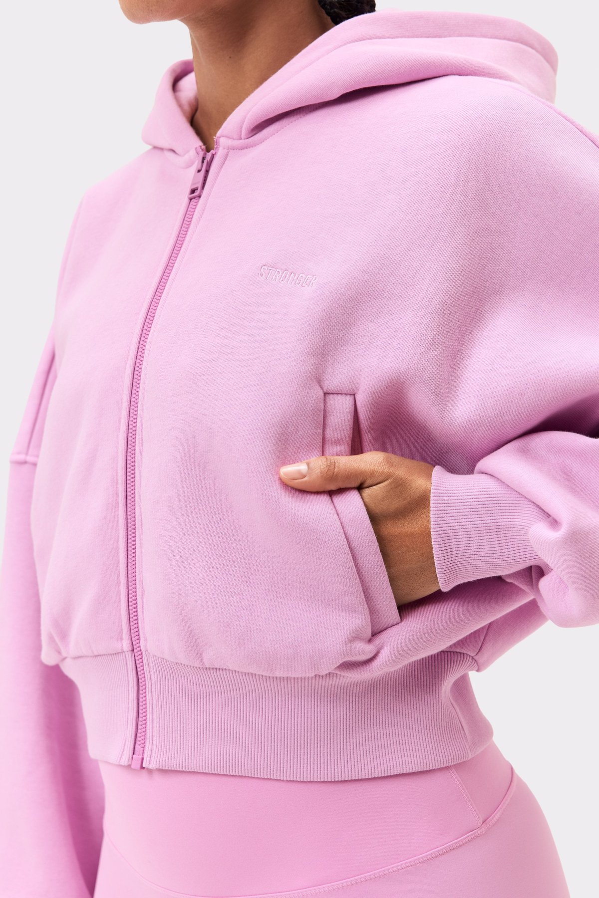 Relaxed Cropped Full Zip  Hoodie