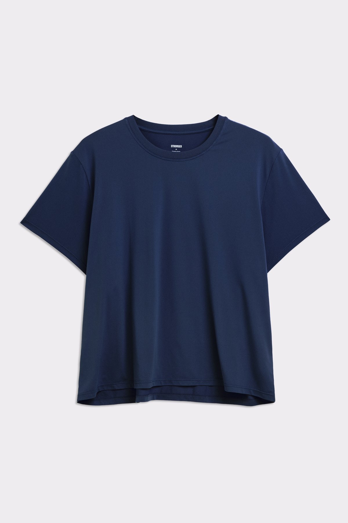 Dark blue Relaxed Tee by Stronger, a breathable and quick-drying short-sleeved top designed for training.