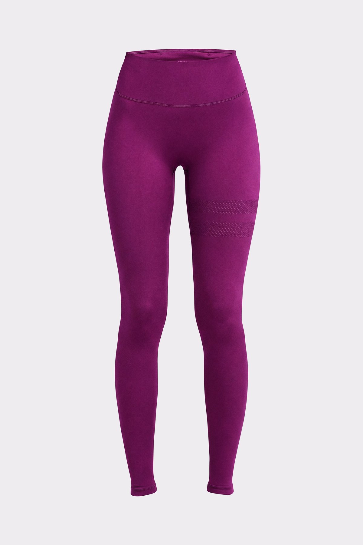 Front view of Stronger The Signature One Contour Leggings in aubergine purple, showing the high waist.