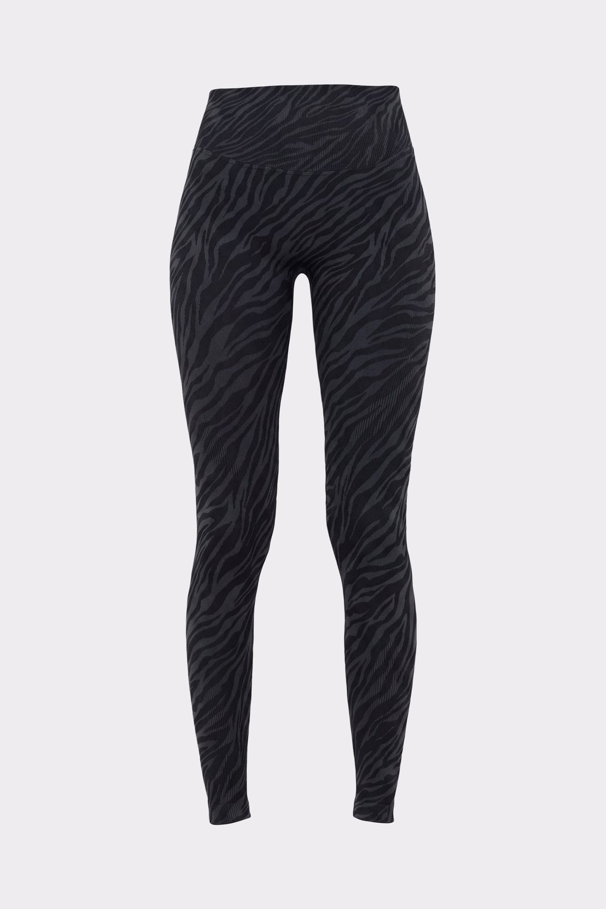Stronger Seamless Contour Jacquard Leggings in Schwarz mit Zebradruck und hoher Taille für einen nahtlosen Sitz.