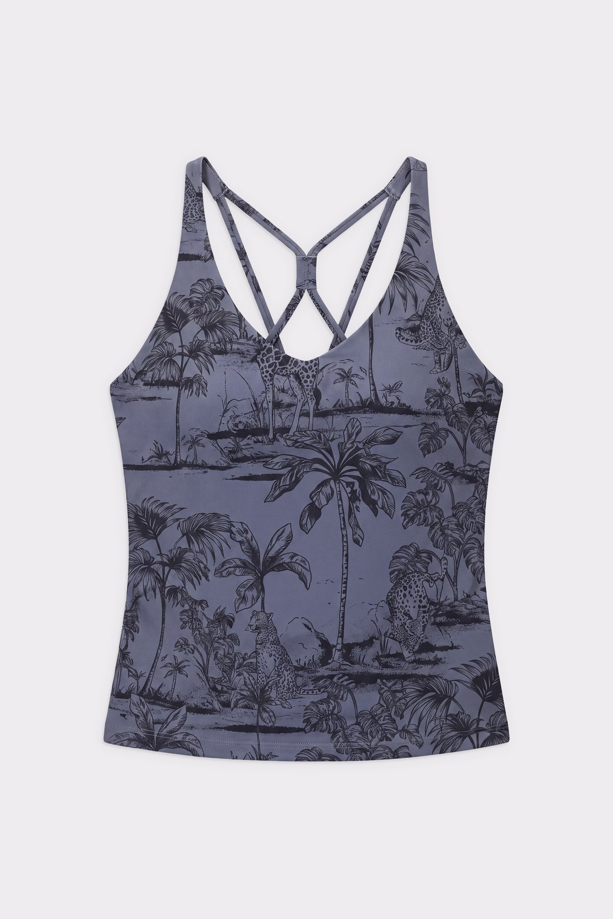 Stronger Signature Strappy Tank in Dunkelgrau mit schmalem, verkürztem Schnitt und filigranem Riemchendesign am Rücken.