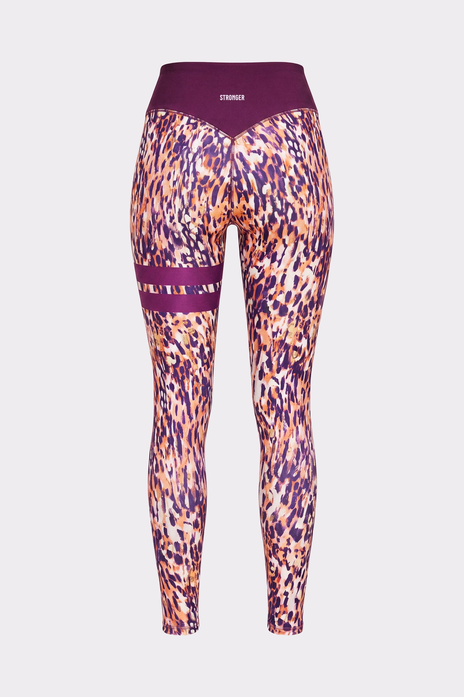 Back of the Stronger The Signature One Leggings in Malibu Milk Print showing the signature stripes on the leg.