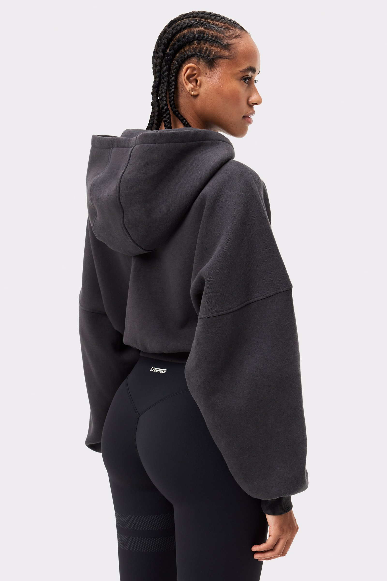 Relaxed Cropped Full Zip  Hoodie