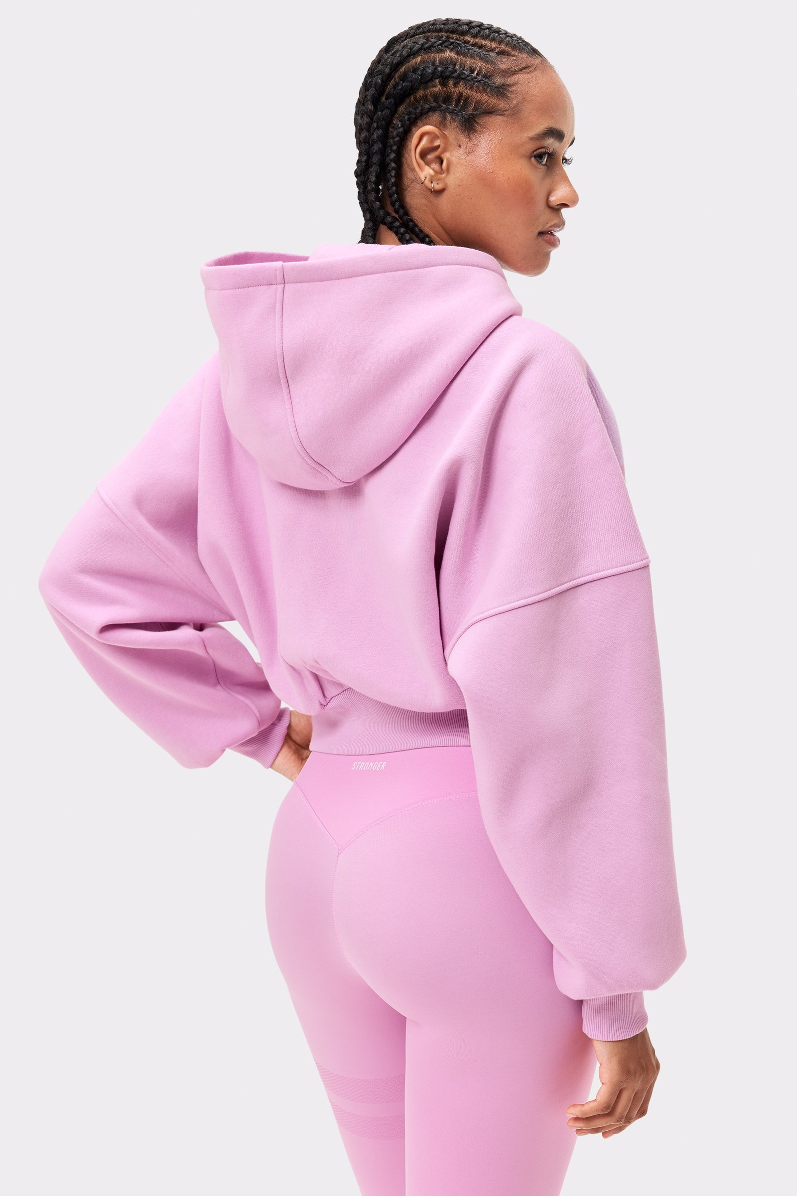 Relaxed Cropped Full Zip  Hoodie