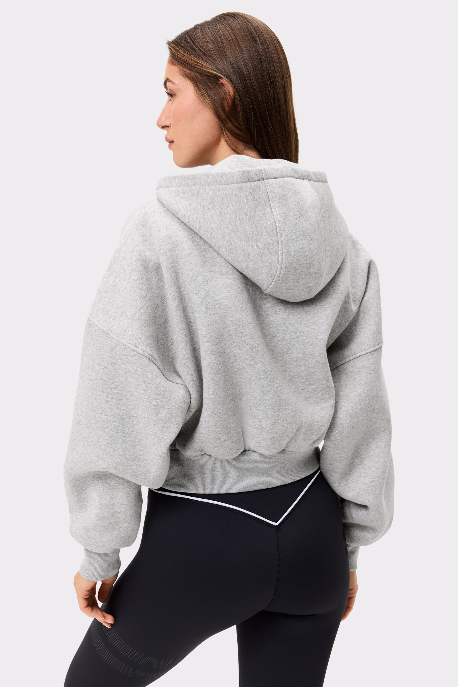 Relaxed Cropped Full Zip  Hoodie