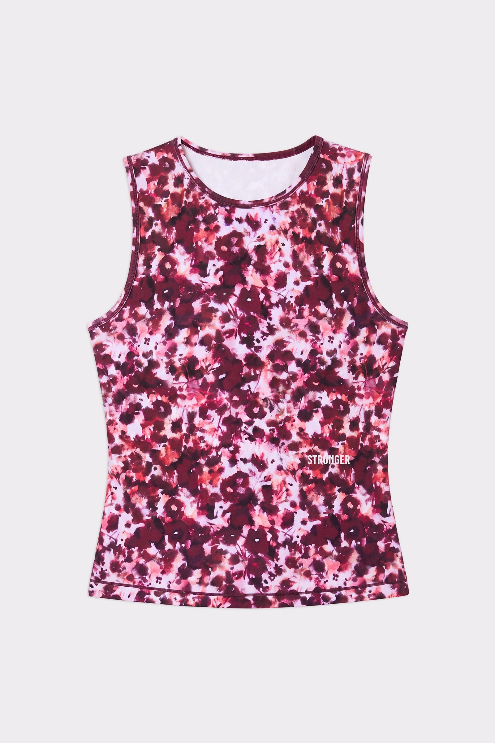 Close-up of the stronger Signature Slim Tank Top in Autumn Petals featuring a slim fit and recycled polyester.