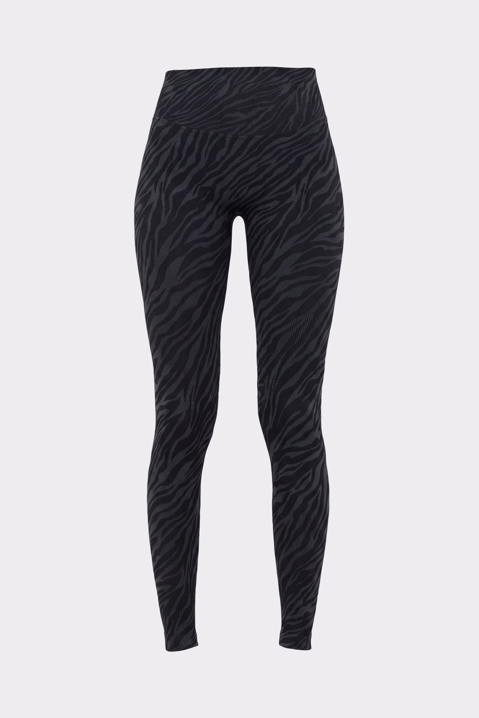 Stronger Seamless Contour Jacquard Leggings in Schwarz mit Zebradruck und hoher Taille für einen nahtlosen Sitz.
