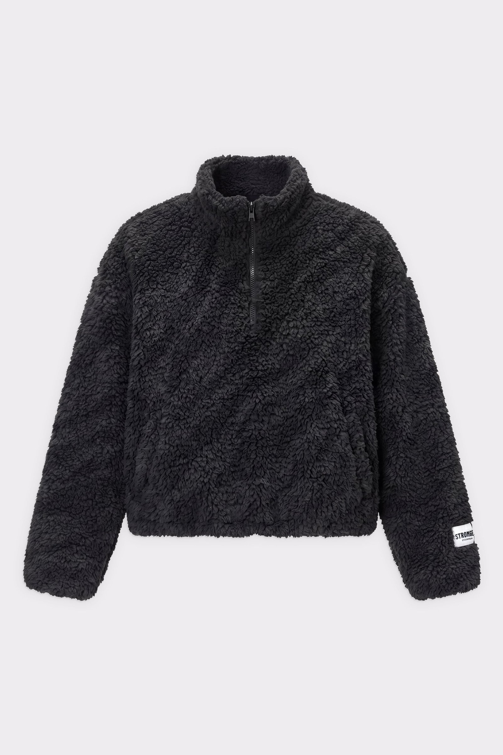 Stronger Pile Half Zip Jacket im Zebra-Print aus kuscheligem Fleece mit hohem Kragen und Frontreißverschluss.